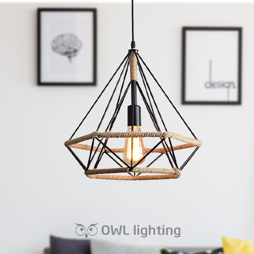 Đèn thả kim cương quấn dây thừng đèn dây thừng kim cương - owl lighting