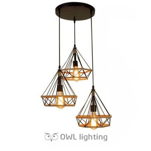 Đèn thả kim cương quấn dây thừng đèn dây thừng kim cương - owl lighting